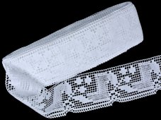 Cotton bobbin lace 81412, width 70 mm, white