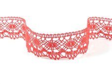 Cotton bobbin lace 75238, width 51 mm, light red coral