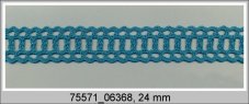 Cotton bobbin lace 75571, width 24 mm, aquamarine