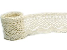 Cotton bobbin lace 75414, width 55 mm, light cream