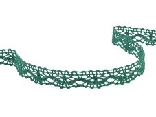 Cotton bobbin lace 75395, width 16 mm, dark green