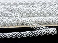Cotton bobbin lace 75346, width 15 mm, white/ Lurex silver