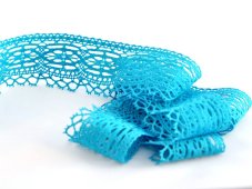 Cotton bobbin lace 75037, width 57 mm, turquoise