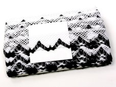 Cotton bobbin lace 75261, width 40 mm, white/ black
