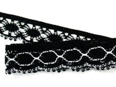 Cotton bobbin lace 82338, width 35 mm, black/ white