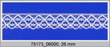 Cotton bobbin lace 75173, width 26 mm, white
