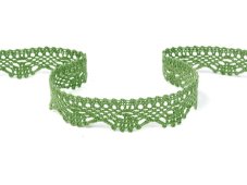 Cotton bobbin lace 75423, width 26 mm, green olive