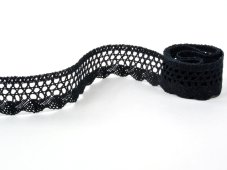 Cotton bobbin lace 75231, width 40 mm, black