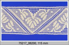 Cotton bobbin lace insert 75217, width 115 mm, ecru