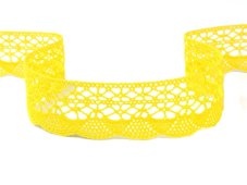 Cotton bobbin lace 75077, width 32 mm, light yellow