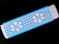 Cotton bobbin lace insert 75562, width 55 mm, white