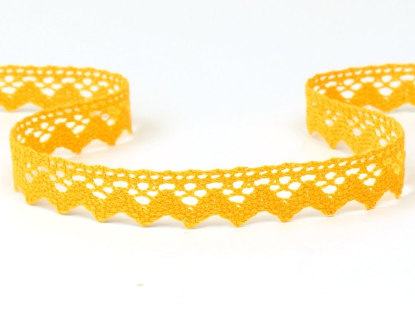 Cotton bobbin lace 75259, width 17 mm, dark yellow