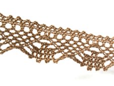 Cotton bobbin lace 75423, width 26 mm, dark beige