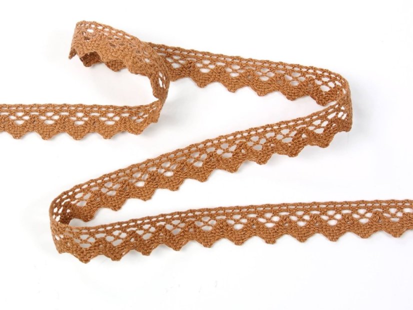 Cotton bobbin lace 75259, width 17 mm, terracotta