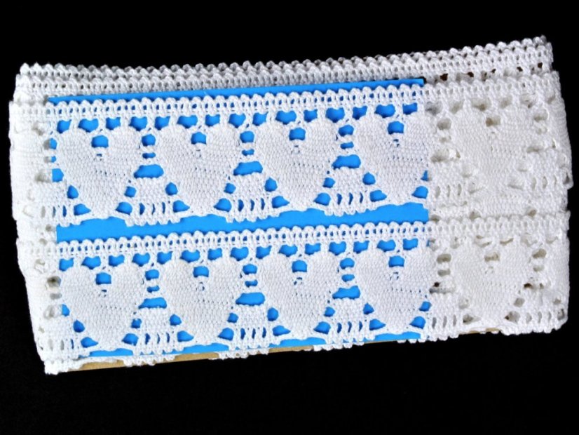 Cotton bobbin lace 75438, width 50 mm, white