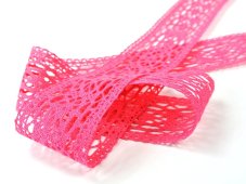 Cotton bobbin lace insert 75038, width 52 mm, fuchsia