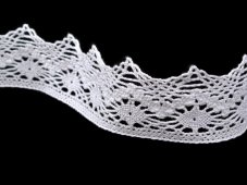 Cotton bobbin lace 75251, width 50 mm, white