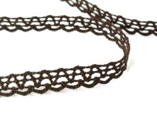 Cotton bobbin lace 75405, width 10 mm, dark brown