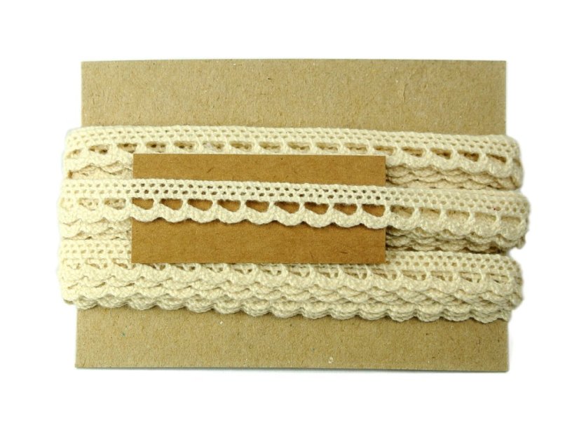 Cotton bobbin lace 73012, width 10 mm, ecru