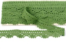 Cotton bobbin lace 75423, width 26 mm, green olive