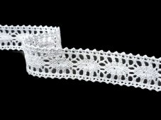 Cotton bobbin lace insert 75372, width 28 mm, white