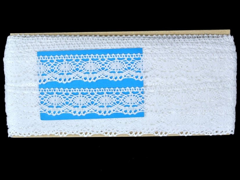 Cotton bobbin lace 82167, width 28 mm, white mercerized