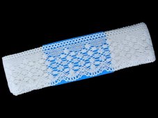 Cotton bobbin lace 81933, width 70 mm, white
