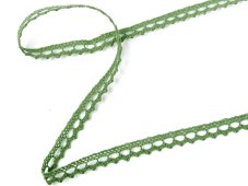 Cotton bobbin lace 75397, width 9 mm, green olive