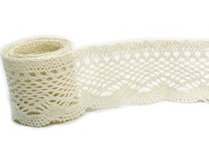 Cotton bobbin lace 75414, width 55 mm, light cream