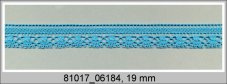 Cotton bobbin lace 81017, width 19 mm, turquoise
