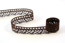 Cotton bobbin lace 82152, width 23 mm, dark brown