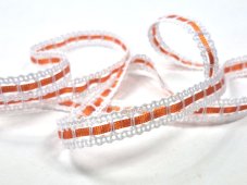 Paličkovaná  vsadka 75279 (bílá mercerovaná/oranžová stužka)