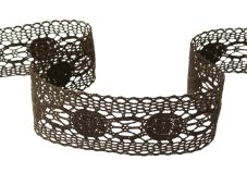 Cotton bobbin lace insert 75249, width 48 mm, dark brown
