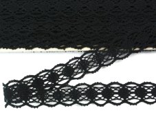 Cotton bobbin lace 75628, width 26 mm, black