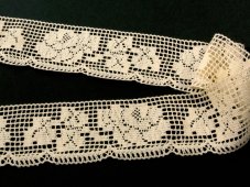 Cotton bobbin lace 88022, width 75 mm, ecru