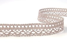 Cotton bobbin lace 82152, width 23 mm, light linen gray
