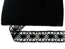 Cotton bobbin lace insert 75235, width 43 mm, black