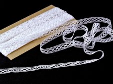 Cotton bobbin lace insert 75182, width 13 mm, white