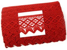 Cotton bobbin lace 75293, width 68 mm, light wine
