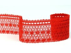 Cotton bobbin lace 82240, width 50 mm, red