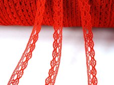 Cotton bobbin lace 75641, width 8 mm, red