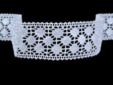 Cotton bobbin lace insert 82219, width 50 mm, white