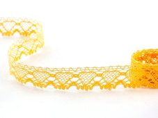 Cotton bobbin lace 75133, width 19 mm, dark yellow
