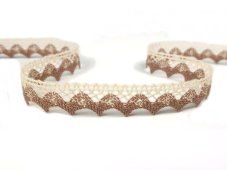 Cotton bobbin lace 75191, width 15 mm, ecru/ dark beige