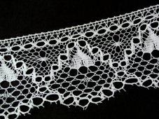 Cotton bobbin lace 75158, width 80 mm, white mercerized