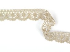 Cotton bobbin lace 75088, width 27 mm, light linen gray