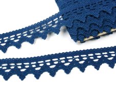 Cotton bobbin lace 82341, width 45 mm, ocean blue