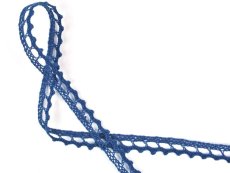 Cotton bobbin lace 75397, width 9 mm, ocean blue