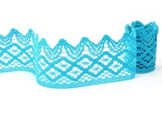 Cotton bobbin lace 75293, width 68 mm, turquoise