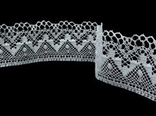 Linen bobbin lace 75574, width 75 mm, 100% linen bleached